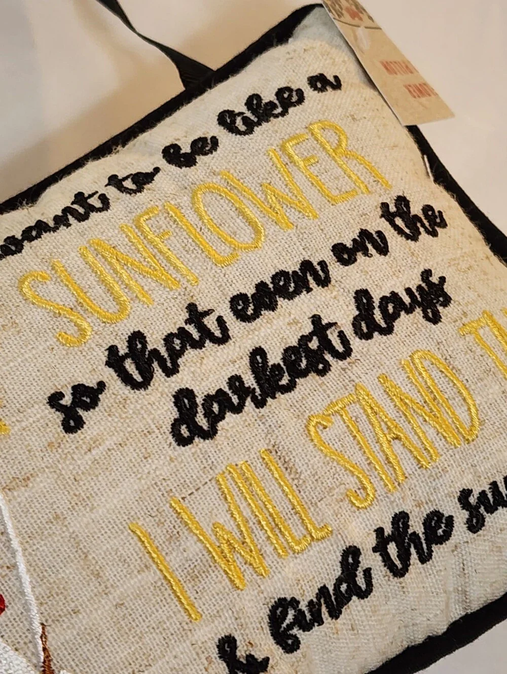 Small Sunflower Inspirational Pillow Quote Wall Ganger Door Hanger Floral NWT